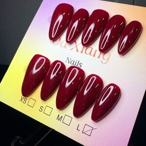 Glossy Deep Wine Red Stiletto Press-On Nails